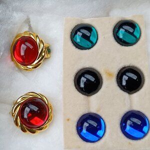 Vintage Kenneth Jay Lane Interchangeable Earrings Round 80s Earrings